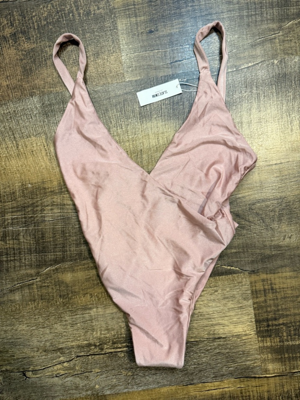 Blush Pink One-Piece Swimsuit - Minimal V-Neck
